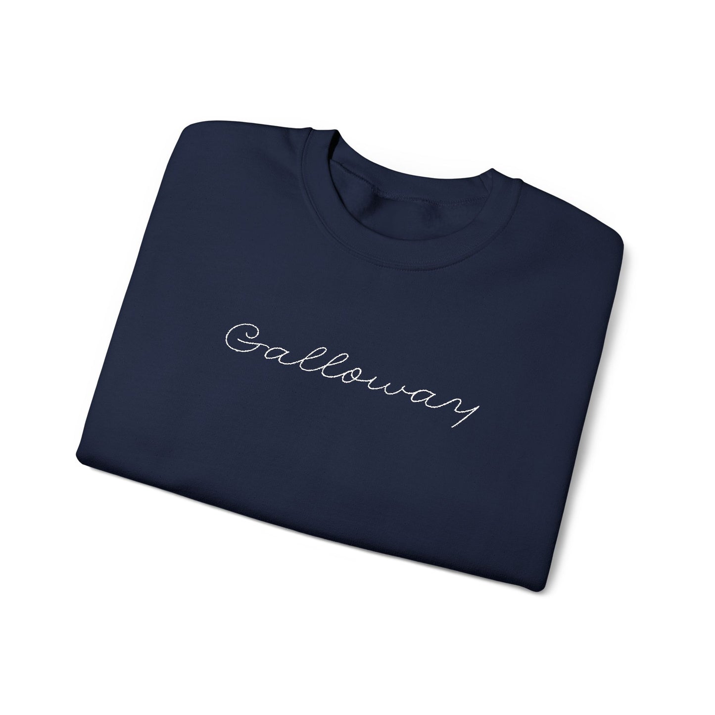 Crewneck Sweatshirt —  Script Galloway Navy Minimalist Pullover