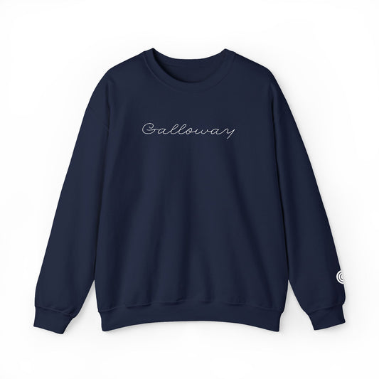 Crewneck Sweatshirt —  Script Galloway Navy Minimalist Pullover